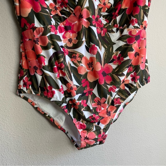 Anthropologie Floral One Piece Swimsuit - Pink and Green - Picture 4 of 12